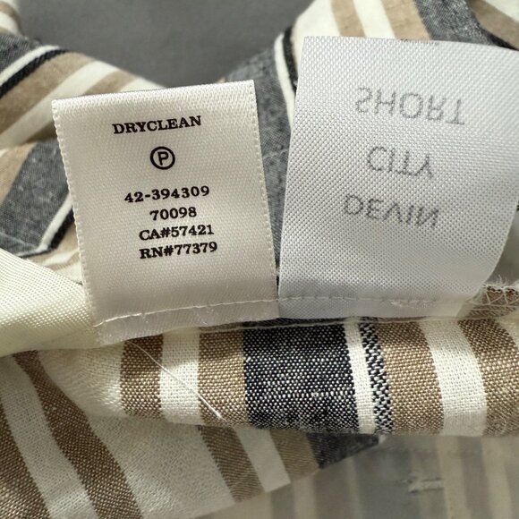 Ann Taylor Shorts Women's 14 Linen Blend Devin City Shorts Straight Fit Striped - Picture 8 of 12